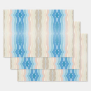 Coastal Shoreline Salty Wavy Repeat Pattern  Wrapping Paper Sheet