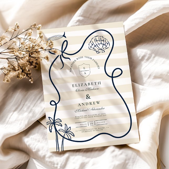 Coastal Sketch Wedding Invitation (Creator Uploaded)
