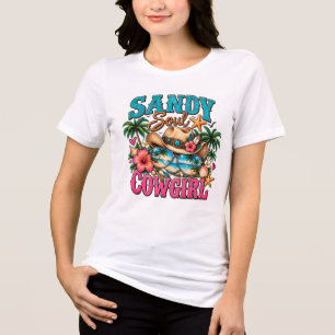Coastal Soul Cowgirl Tropical Beach Design Tri-Blend Shirt