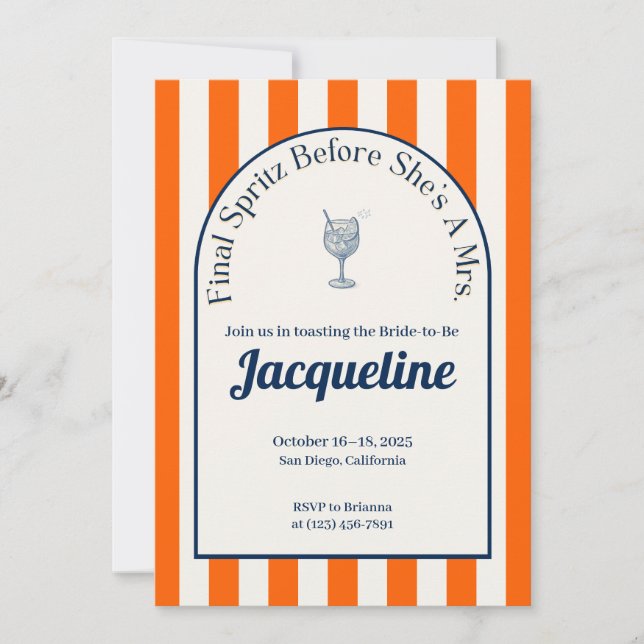Coastal Spritz Bachelorette Itinerary, Invitation (Front)