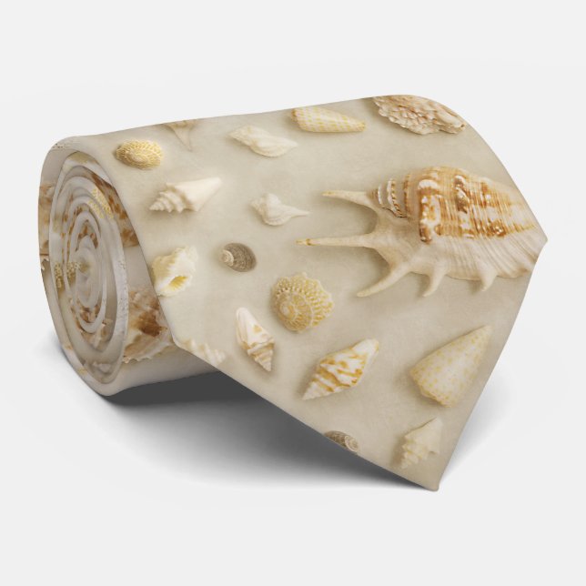 Coastal Starfish and Seashells Beach Photo Tie (Rolled)