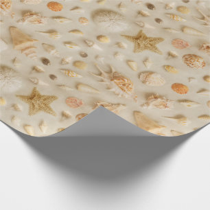Coastal Starfish and Seashells Beach Photo Wrapping Paper