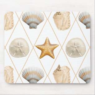 Coastal Starfish and Seashells Mouse Pad