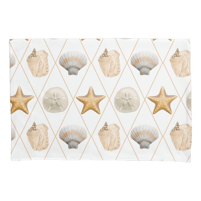 Coastal Starfish and Seashells Pillowcase (Front)