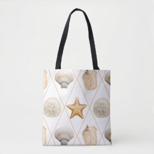Coastal Starfish and Seashells Tote Bag
