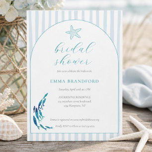 Coastal Starfish Arch Blue White Bridal Shower  Invitation