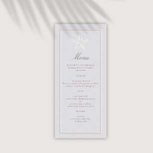 Coastal Starfish Faux Embossed Formal Wedding Menu