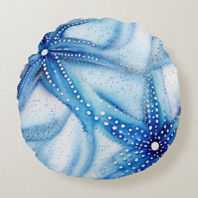 Coastal Starfish Pattern  Round Cushion (Front)
