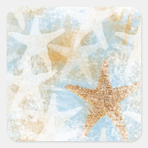 Coastal Starfish Print Art Square Sticker