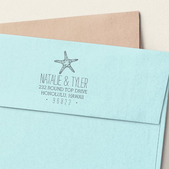 Coastal Starfish Return Address Stamp (Creator Uploaded)