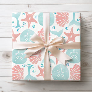 Coastal Starfish, Seashells and Whale Wrapping Paper