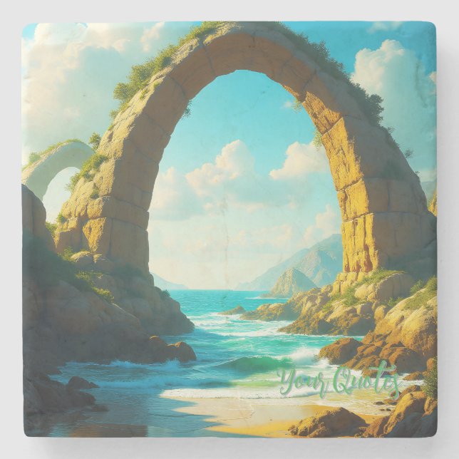 Coastal Stone Arch Ocean Landscape Coaster (Front)