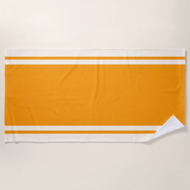 Coastal Stripe Beach Towel - Orange & Cream (Front)