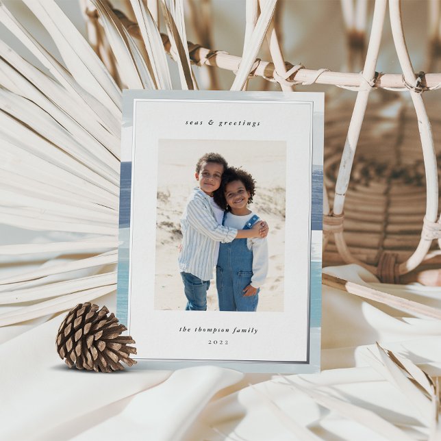 Coastal Stripe Border | Christmas Photo Silver (Creator Uploaded)