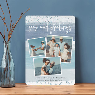 Coastal Stripe Holiday Photo Collage Card