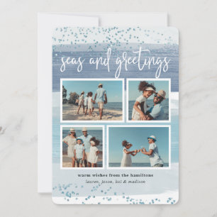 Coastal Stripe Holiday Photo Collage Card