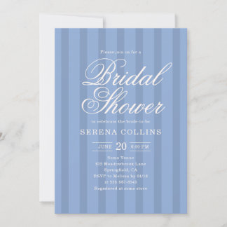 Coastal Stripe Vintage Blue Bridal Shower Invitation