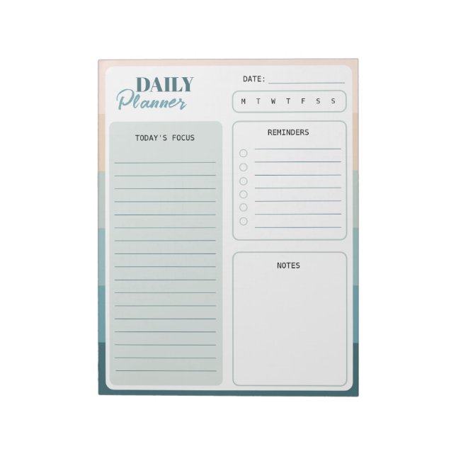 Coastal Stripes Daily Planner Notepad (Rotated)