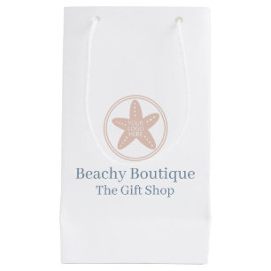 Coastal Style Your Logo Elegant Beach Business Small Gift Bag