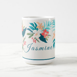 Coastal Summer Citrus & Floral Watercolor Coffee Mug