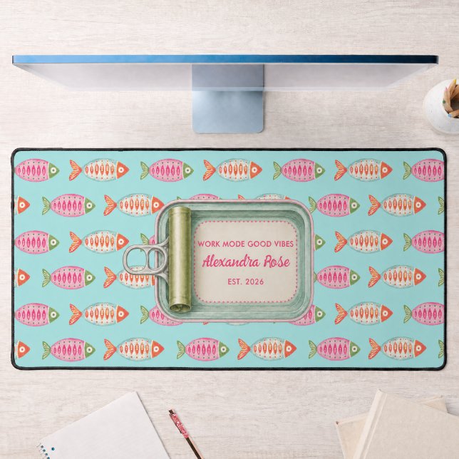 Coastal Summer Fish Tin Custom Name Desk Mat (Creator Uploaded)