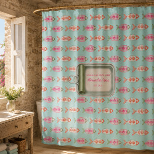 Coastal Summer Fish Tin Custom Name Shower Curtain