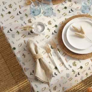 Coastal Summer Getaway - Neutral Pattern Tablecloth