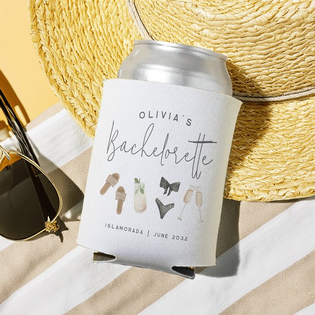 Coastal Summer Personalized Bachelorette Party Can Cooler (Creator Uploaded)