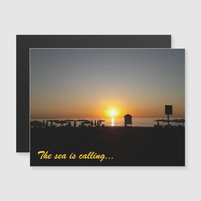 Coastal Summer Sunset Silhouette Magnetic Card (Front/Back)