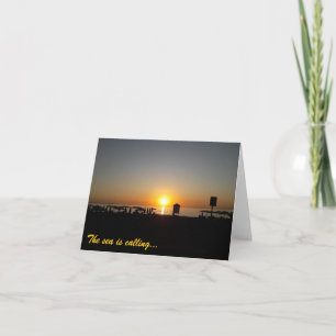 Coastal Summer Sunset Silhouette Thank You Card