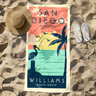 Coastal Summer Vintage Family Beach House Beach Towel