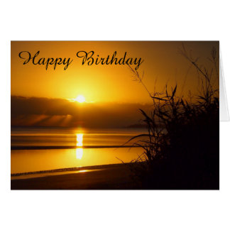 Coastal sunrise blank birthday card