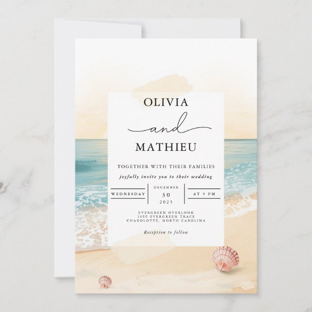 Coastal Sunset Beach Wedding Invitation (Front)