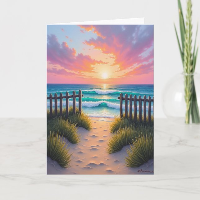 Coastal Sunset Birthday Card (Front)