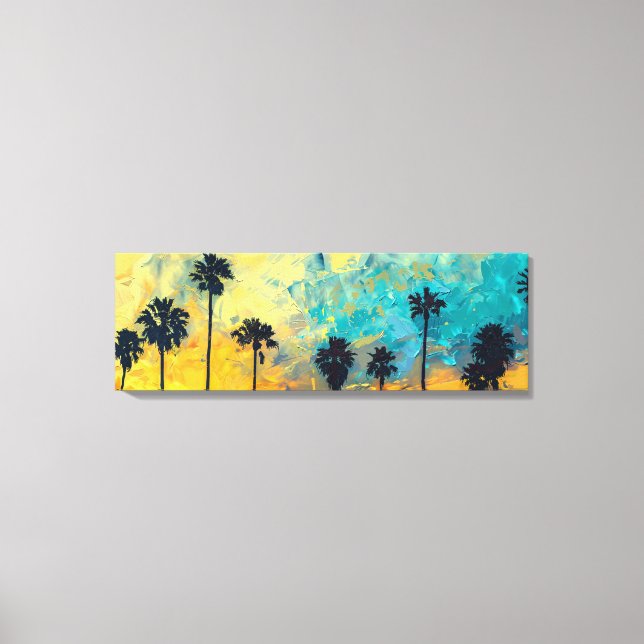 Coastal Sunset Palms Wrapped Canvas Art (Front)