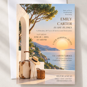 Coastal Sunset Scenery Travel Retirement Invitation