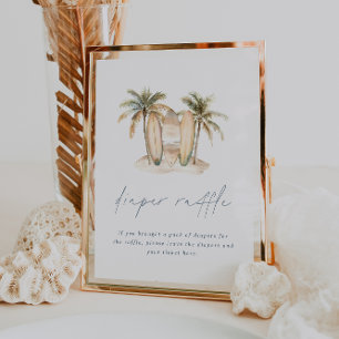 Coastal Surf Baby Shower Diaper Raffle Sign