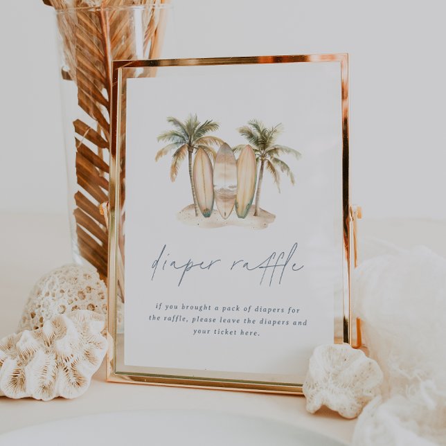 Coastal Surf Baby Shower Diaper Raffle Sign (Creator Uploaded)