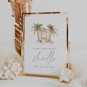 Coastal Surf Baby Shower Shell Guessing Game Sign