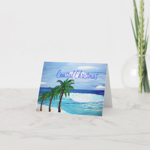 Coastal surf Holiday palm tree greeting cards. Card