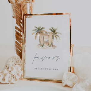 Coastal Surf Theme Baby Shower Favors Sign