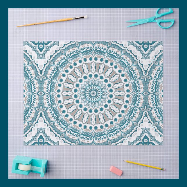 Coastal Teal and Sand Ocean-Inspired Mandala Tissue Paper (Creator Uploaded)