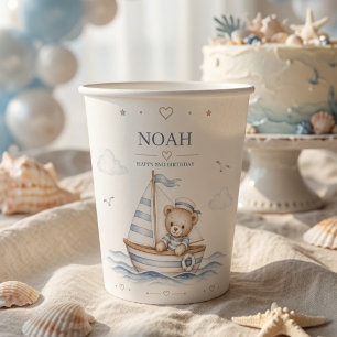Coastal Teddy Bear Nautical Birthday  Paper Cups