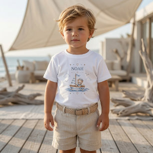 Coastal Teddy Bear Nautical Birthday Toddler T-Shirt