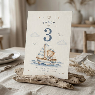 Coastal Teddy Bear Nautical  Table Number