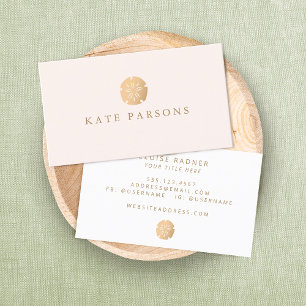 Coastal Theme Sand Dollar Pastel Pink Business Card