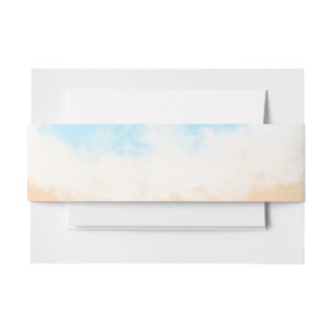 Coastal Themed Wedding Blue and Sandy Brown Invitation Belly Band