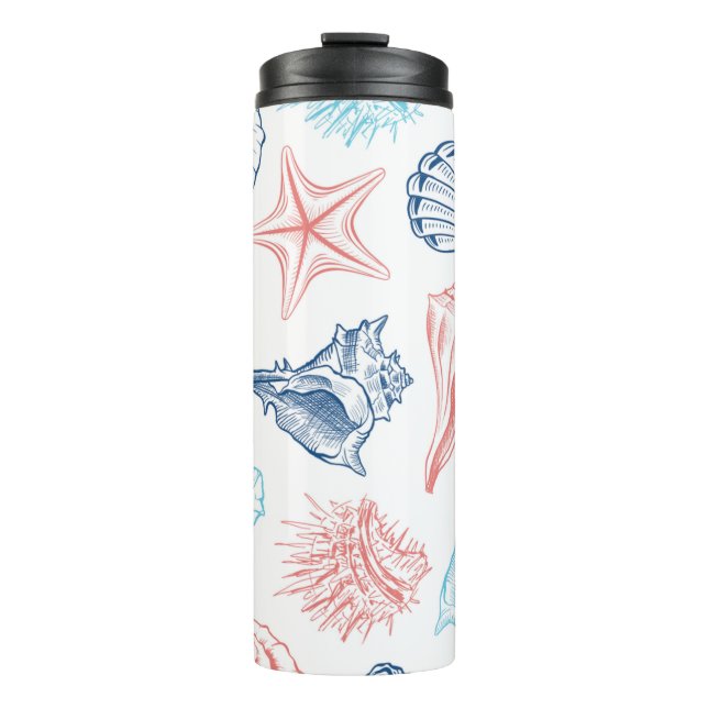 Coastal Thermal Tumbler with a seashells design  (Front)