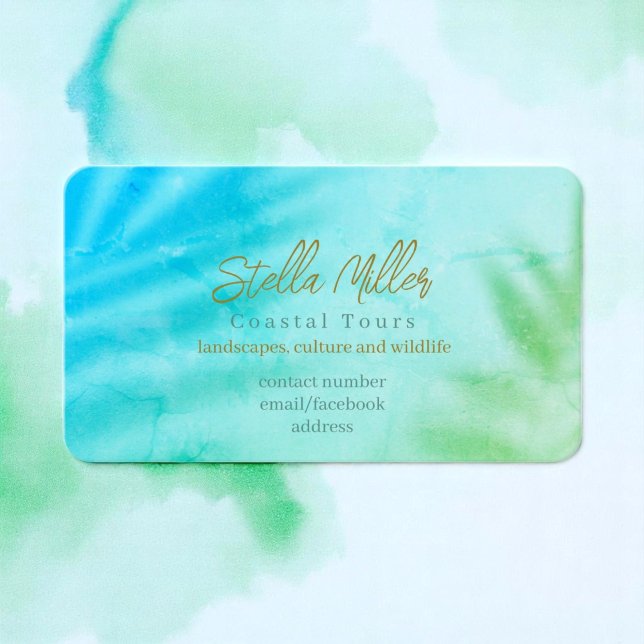 Coastal Tours tourism guide greenish sea blue Business Card (Creator Uploaded)