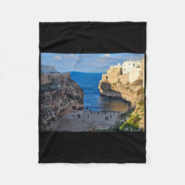 Coastal Town Monopoli Sticker  Fleece Blanket (Front)